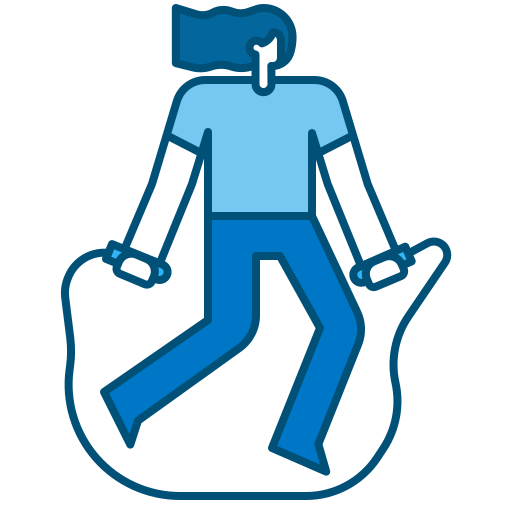 woman jumping rope in dark blue pants