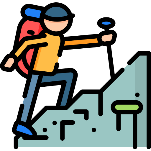 man hiking in the mountains