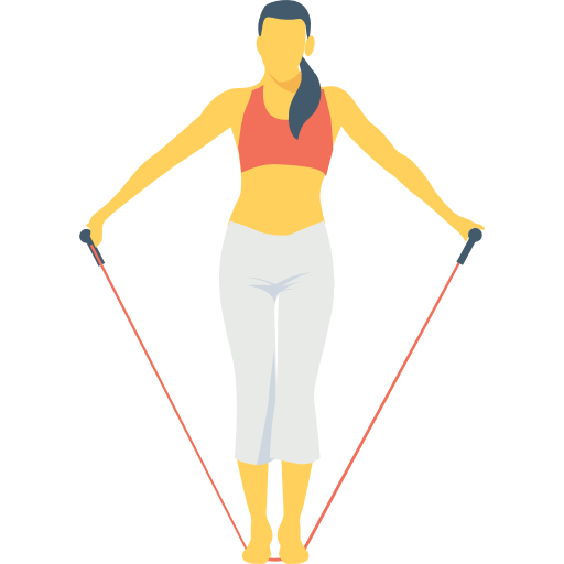 woman standing on jump rope